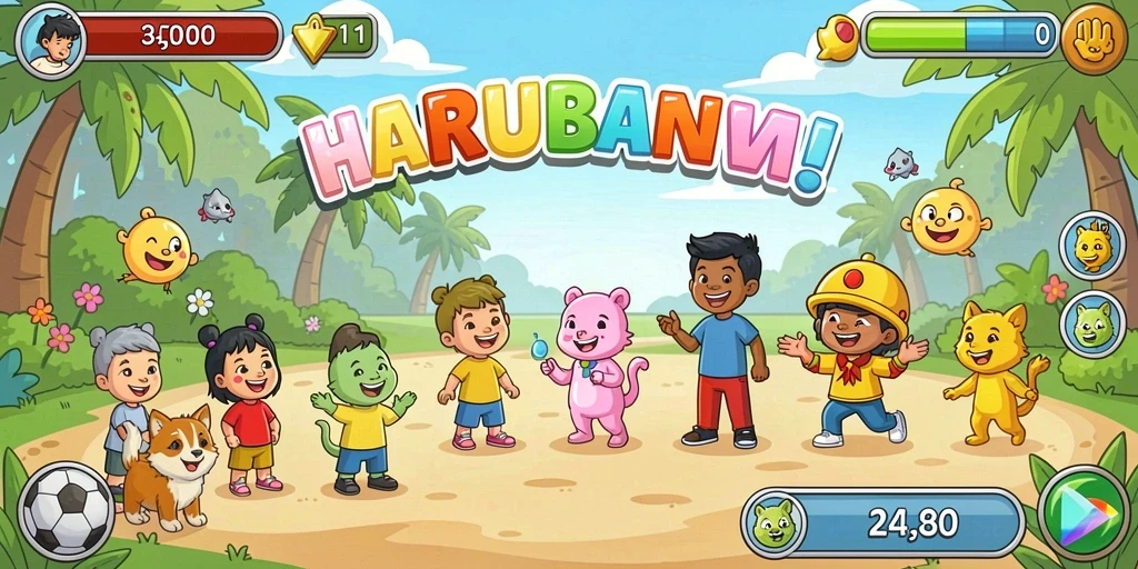 Screenshot menunjukkan tampilan utama aplikasi HARGATOTO dengan menu permainan yang jelas.